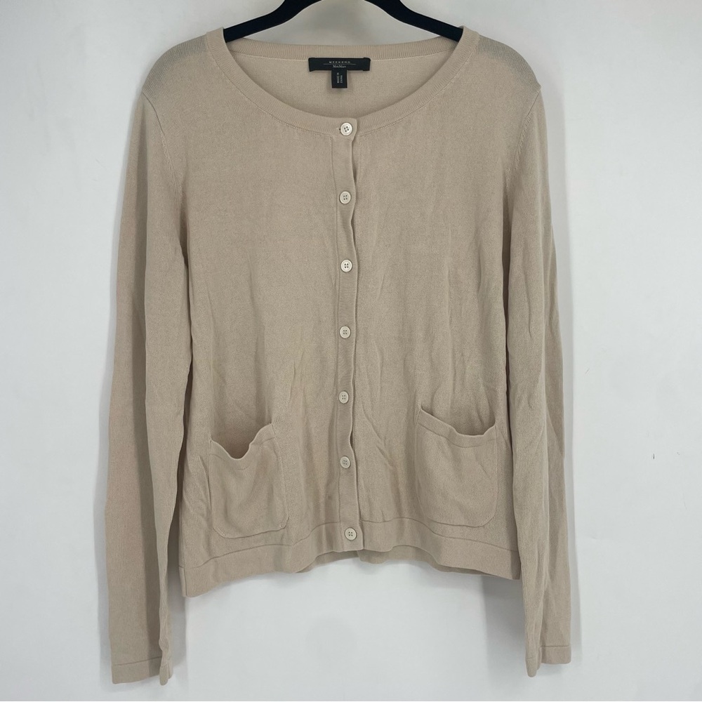 Maxmara Weekend Medium Knit Button Up Sweater Car… - image 1